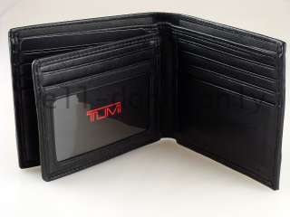TUMI black FXT mens ballistic leather bifold Wallet Center ID Passcase 
