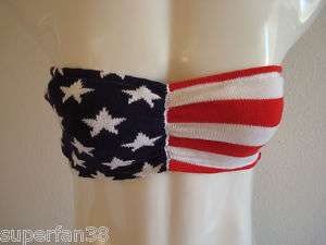 Strapless tube top US flag bra cotton light/ dark blue  