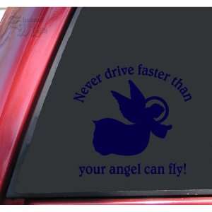 Never Drive Faster Than Your Angel Can Fly Vinyl Decal Sticker   Dark 
