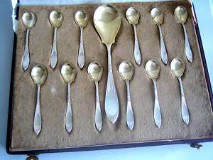 Antique German silver Aspic Ice Cream Spoon Set 13/PS  