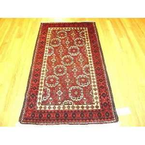  3x6 Hand Knotted Baluch Persian Rug   63x32