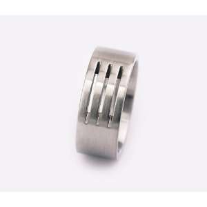  Stainless Steel Ring with Triple Slit Detail Jewelry