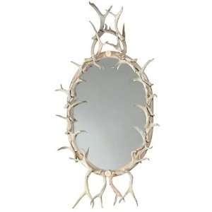    Oval Mirror with Weathered Mule Deer Antlers