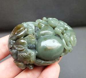 Natural jade hand carved Bergamot Brave troops statue pendant  
