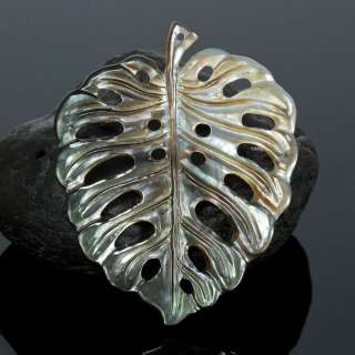    of Pearl SHELL CARVING Tropical Monstera Leaf Design PENDANT  
