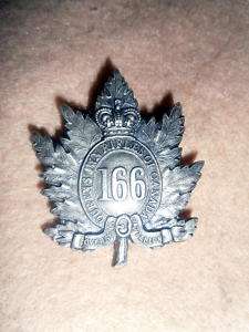 166th Battalion (Toronto) CEF Cap Badge, White Metal  