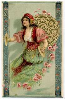 Postcard Beautiful Gypsy Woman with Symbols  