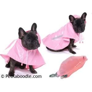   Pink Portable Travel Hooded Rain Coat Dog Jacket Poncho Size 18