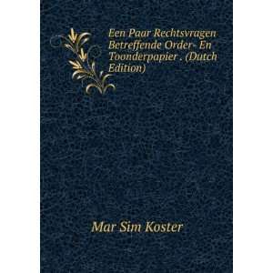   Order  En Toonderpapier . (Dutch Edition) Mar Sim Koster Books