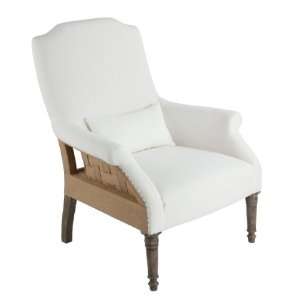  Portia French Country Woven Hemp Linen Arm Chair