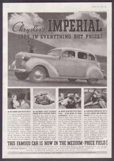 1937 Chrysler Imperial 4 door Sedan Art Vintage Car Ad  