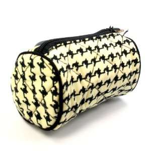 Small Cotton Coin Bag/Miscellaneous Bag, Cylindrical, Black Graphic 