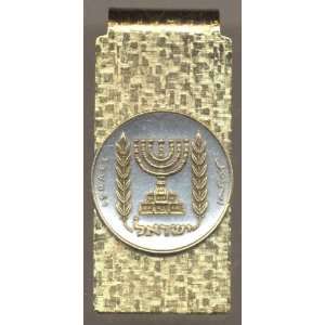   Toned Gold on Silver Israeli Menorah, Coin   Money clips Beauty