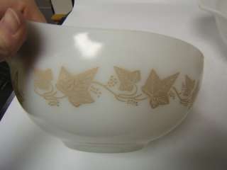 Pyrex 2 vintage mixing bowls white with autumn designs  