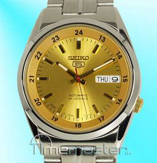 SEIKO 5 MENS LATEST AUTOMATIC STUNNING YELLOW GOLD TONE FACE SNK565J1 