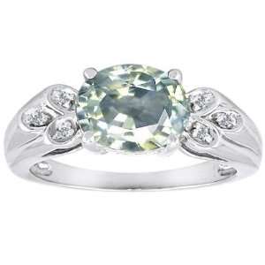  CandyGem 14k Gold Genuine Oval Green Amethyst and Diamond 