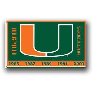 MIAMI HURRICANES 2 SIDED 3 Ft. x 5 Ft. flag w/grommetts 