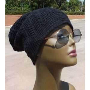   Beanie Slouch Hat with Interesting Ridge Pattern 