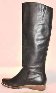 LUCKY BRAND Azura Black Leather Knee High Wedge Heeled Boots 6M $179 
