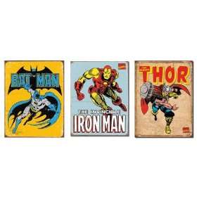  Marvel SuperHeros set of 3 Signs Batman, Thor, Iron Man 