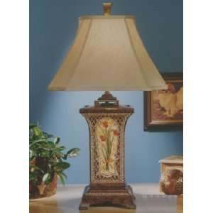  Tooled tulips table lamp
