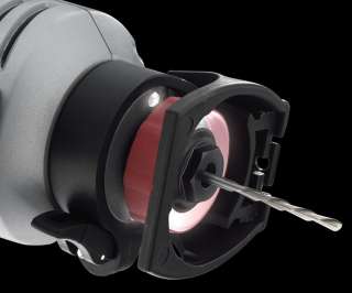 Integrated LED work light illuminates the rotating bit when working in 