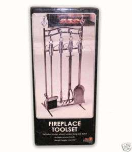 New Antique Pewter Finish Fireplace Toolset with Stand.  