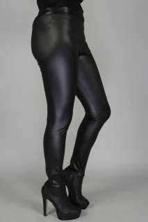 WOMENS STRETCH PVC FAUX LEATHER LEGGINGS LADIES SHINY LOOK TROUSERS 