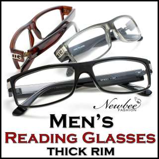 Choose Your Color Thick Rim Frame Mens Reading Glasses Classic 