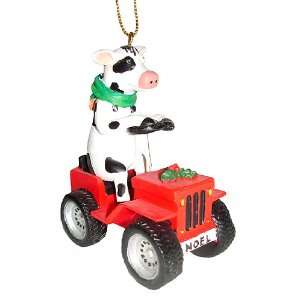  Holiday Cow on Noel ATV Four Wheeler Christmas Ornament 