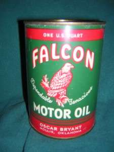 FALCON MOTOR OIL 1 QUART DISPLAY TIN CAN, EARLY PRE ZIP  