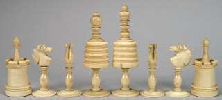 05722 Large Victorian Barleycorn Bone Chess Set  