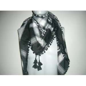  Premium high quality Black and White Arabic scarf. Shemagh 