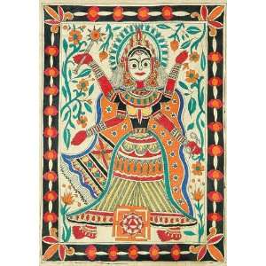  Goddess Bhairavi with Yantra   Madhubani Painting on Hand 