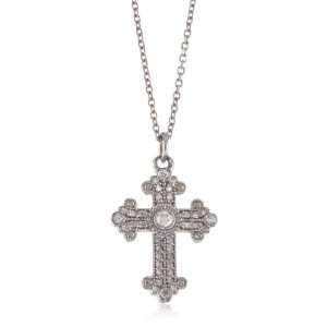   Faithfully Yours Diamond 14k White Gold Medium Byzantine Cross, 16