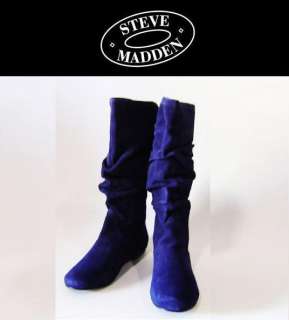 Steve Madden TIANNA Ladies Blue Suede Boots Shoes Size 10M  