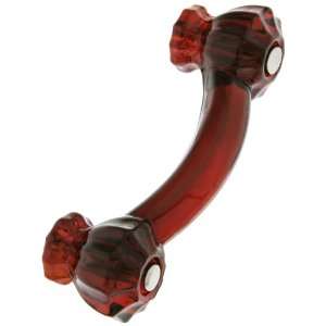 Fluted Ruby Red Glass Bridge Drawer Pull With Nickel Bolts 