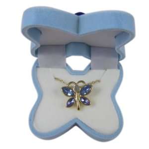  Fashion Jewelry   Lovely Baby Blue Gem Butterfly Necklace 
