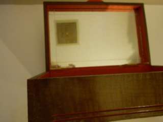 Vintage Wood Box Rounded Front Mirror inside Bakelite Handle  