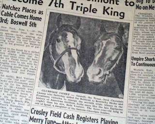 ASSAULT Wins Triple Crown Horse Racing Belmont 1948 Newspaper  