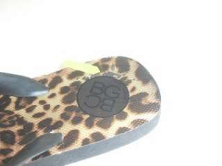 BCBGeneration 9 M Gilda 2 Black Brown Leopard Flip Flop Thong Womens 