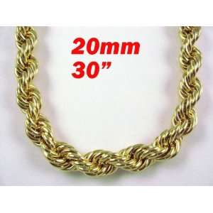    Hip Hop Gold Heavy Plated Fat Rope Chain 20mm RUN DMC Jewelry