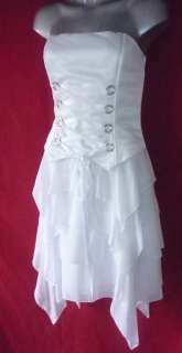   Corset LaceUp Strapless White Tiered Wedding Cocktail Dress 8  
