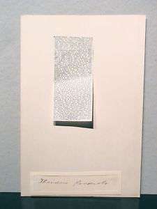 THEODORE ROOSEVELT CUT PAPER AUTOGRAPH GREAT HISTORY  