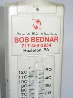 VINTAGE 1970S BOB BEDNAR HAZLETON PA AD THERMOMETER  