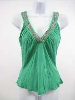 REBECCA BEESON Green Beaded Sleeveless Shirt Top Sz 3  