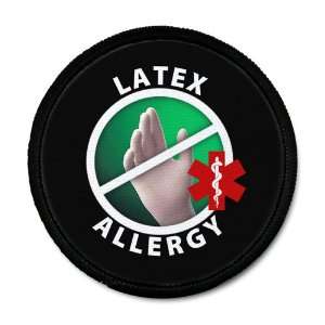  LATEX ALLERGY Black Rim Medical Alert Symbol 4 inch Sew on 