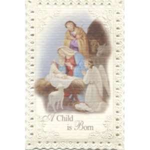  Nativity with Angel Lace Holy Card (NS740)   English