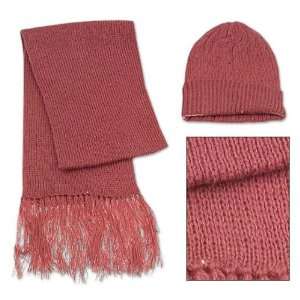    Alpaca wool scarf and hat, Pink Panther