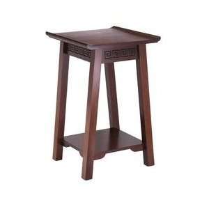    Chinois Accent Table with Shelf Antique Walnut Electronics